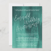 エメラルドグリーン抽象芸術結婚アートの記念日 招待状 (正面)
