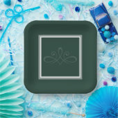 エメラルドグリーン招待紙プレート ペーパープレート (パーティー)