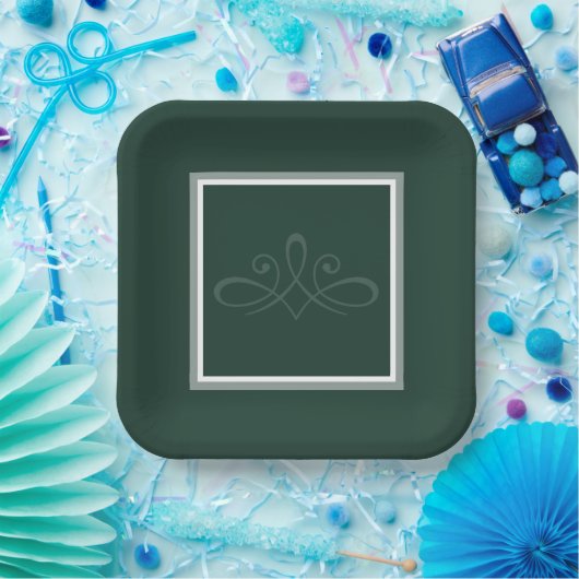 エメラルドグリーン招待紙プレート ペーパープレート (パーティー)