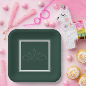 エメラルドグリーン招待紙プレート ペーパープレート (パーティー)