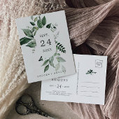 エメラルドグリーン日付はがきを保存 インビテーションポストカード