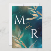 エメラルドグリーン星雲銀河系夜空ゴールデンフォイル 招待状 (裏面)