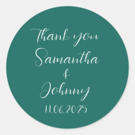 エメラルドグリーン書道エレガントカップル結婚ズ ラウンドシール