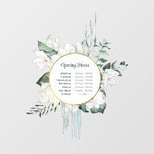 エメラルドグリーン植物ゴールドサークル営業時間 ウィンドウサイン (シート)