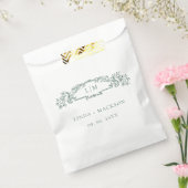 エメラルドグリーン植物冠モノグラム結婚ズ フェイバーバッグ (封をした状態)