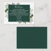 エメラルドグリーン植物学フローラ結婚ズ・サンキュー プレイスカード (正面/裏面)