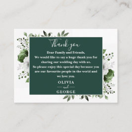 エメラルドグリーン植物学フローラ結婚ズ・サンキュー プレイスカード