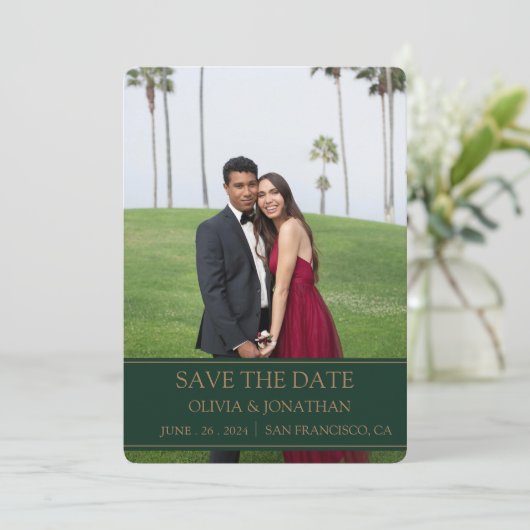 エメラルドグリーン水カラー結婚フローラの写真 セーブザデート (スタンド正面)