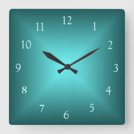 エメラルドグリーン照明付き>プレーン壁時計 スクエア壁時計