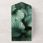 エメラルドグリーン熱帯シックフローラ結婚ズオールイン オールインワン招待状 (外側)