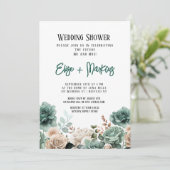 エメラルドグリーン牡丹ウェディングシャワー 招待状 (スタンド正面)