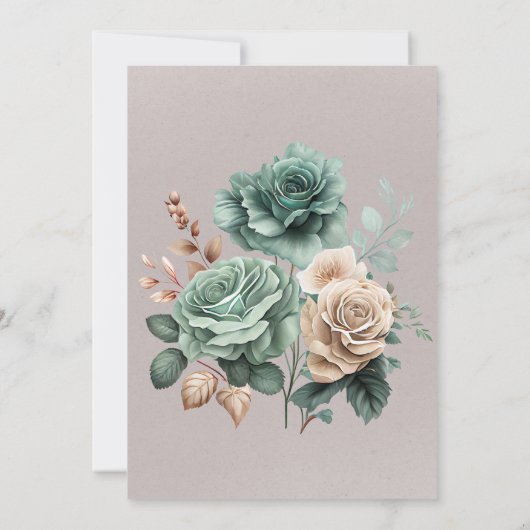 エメラルドグリーン牡丹結婚のカップルのシャワー 招待状 (裏面)