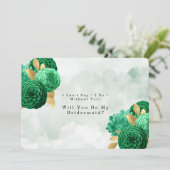 エメラルドグリーン牡丹金ゴールドは私の花嫁になる 招待状 (スタンド正面)