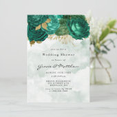 エメラルドグリーン牡丹金ゴールドウェディングシャワー招待状 (スタンド正面)
