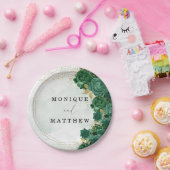 エメラルドグリーン牡丹金ゴールドシャイン結婚ズ ペーパープレート (パーティー)