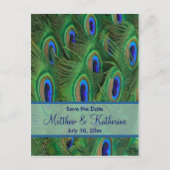 エメラルドグリーン王室のブルーピーコックフェザー結婚ズ 案内ポストカード (正面)