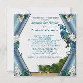 エメラルドグリーン王室の金ゴールドインディアンピーコッ結婚クス ノートカード (裏面)