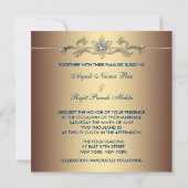 エメラルドグリーン王室の金ゴールドインディアンピーコッ結婚クス 招待状 (裏面)
