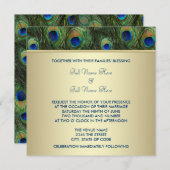エメラルドグリーン王室の金ゴールドインディアンピーコッ結婚クス 招待状 (正面/裏面)