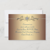 エメラルドグリーン王室の金ゴールドインディアンピーコッ結婚クス 招待状 (裏面)