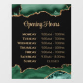 エメラルドグリーン瑪瑙の開店時間ウィンドウが閉まる ウィンドウサイン (シート)