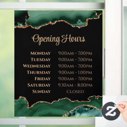 エメラルドグリーン瑪瑙の開店時間ウィンドウが閉まる ウィンドウサイン (ホーム)