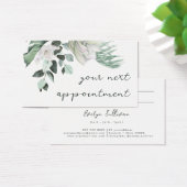 エメラルドグリーン白い花アポイントメントカード (デスク)