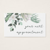 エメラルドグリーン白い花アポイントメントカード (正面)