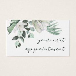 エメラルドグリーン白い花アポイントメントカード