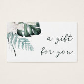 エメラルドグリーン白い花ギフトカード (正面)