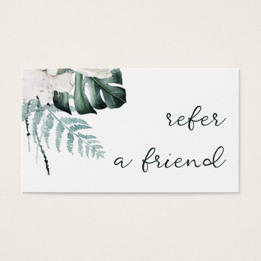 エメラルドグリーン白い花紹介カード (正面)