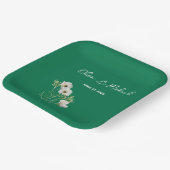 エメラルドグリーン白結婚花の紙プレート ペーパープレート (傾斜あり)