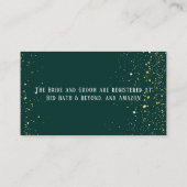 エメラルドグリーン白金ゴールド牡丹結婚ズレジストリ エンクロージャーカード (裏面)