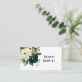 エメラルドグリーン白金ゴールド牡丹結婚ズレジストリ エンクロージャーカード (スタンド正面)