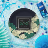 エメラルドグリーン第20記念日のバラのプリント ペーパープレート (パーティー)