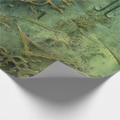 エメラルドグリーン素朴スチームパンク時計(10) ラッピングペーパー (角)