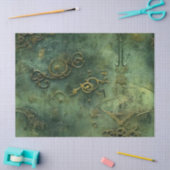 エメラルドグリーン素朴スチームパンク時計(10) 薄葉紙 (クラフト)