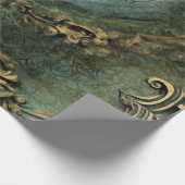 エメラルドグリーン素朴スチームパンク時計(1) ラッピングペーパー (角)