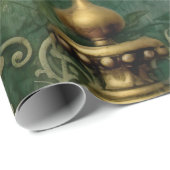 エメラルドグリーン素朴スチームパンク時計(2) ラッピングペーパー (ロールコーナー)