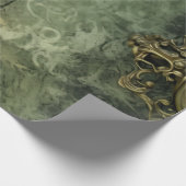 エメラルドグリーン素朴スチームパンク時計(4) ラッピングペーパー (角)