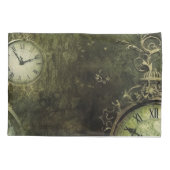 エメラルドグリーン素朴スチームパンク時計(9) 枕カバー (裏面-左)