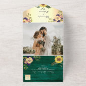 エメラルドグリーン素朴フローラ結婚ズ オールインワン招待状 (外側)