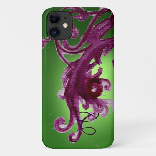 エメラルドグリーン紫の果実と渦巻きモノグラム Case-Mate iPhoneケース (裏面)