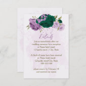 エメラルドグリーン紫結婚の花詳細 エンクロージャーカード (正面/裏面)