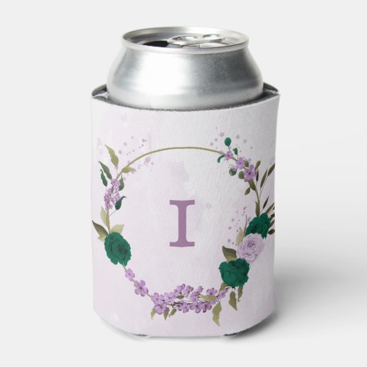 エメラルドグリーン紫結婚の花 缶クーラー (缶正面)