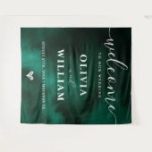 エメラルドグリーン結婚のウェルカムサインの背景 タペストリー (正面(横))