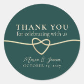 エメラルドグリーン結婚のサンキューステッカー ラウンドシール (正面)