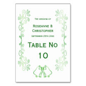 エメラルドグリーン結婚のテーブルテントサインベル テーブルナンバー (裏面)