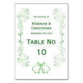 エメラルドグリーン結婚のテーブルテントサインベル テーブルナンバー (正面)