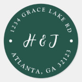 エメラルドグリーン結婚ズ差出人住所 ラウンドシール (正面)